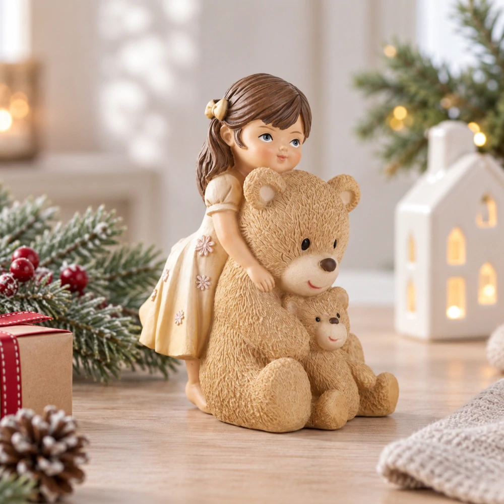 Clayre & Eef Figúrka dievčatka 12 cm hnedá polyresinová