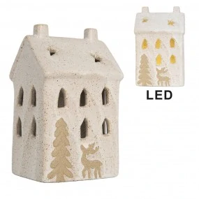 Dekoratívny domček s LED diódou 10x9x18 cm béžová