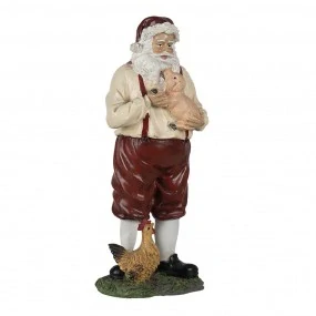 Figúrka Santa Clausa 27 cm červenobéžová plastová vianočná dekorácia
