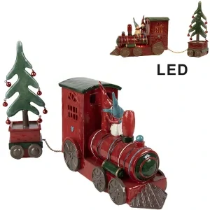 Vláčik s LED dekoráciou Červená zelená 30x7x21 cm Country House