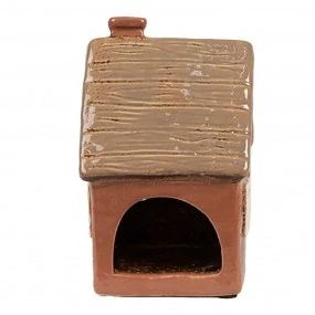 Keramický držiak na čajové sviečky House 9x9x14 cm oranžový