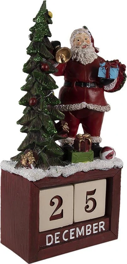 Vianočné dekorácie Adventný kalendár Santa Claus červená, zelená 16x10x34 cm