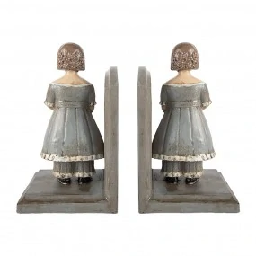 Clayre & Eef - sada 2 držiakov na knihy 23x11x22 cm sivý polyresin