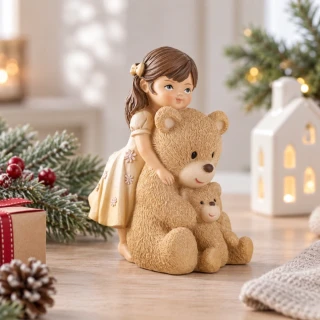 Clayre & Eef Figúrka dievčatka 12 cm hnedá polyresinová