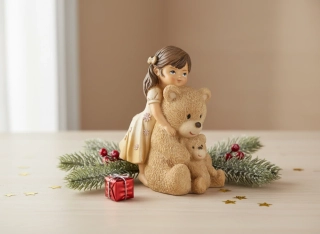 Clayre & Eef Figúrka dievčatka 12 cm hnedá polyresinová