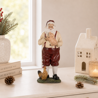 Figúrka Santa Clausa 27 cm červenobéžová plastová vianočná dekorácia