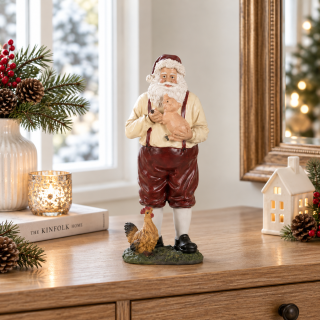 Clayre & Eef -Figúrka Santa Clausa 27 cm červenobéžová polyresinova vianočná dekorácia