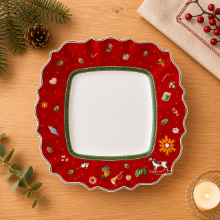 Toy's Delight - červený hranatý plytký tanier 28,5 cm od Villeroy & Boch